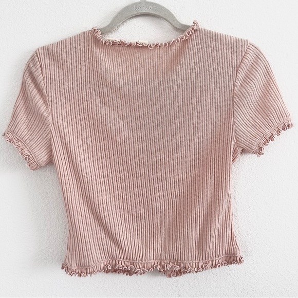 Levi’s Mona Button Up Ribbed Shirt Knit Top Short Sleeve Evening Sand Brown - Picture 2 of 8